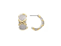 Rivka Friedman 18K Gold Clad Hoop with Cz and White Rhodium Clad