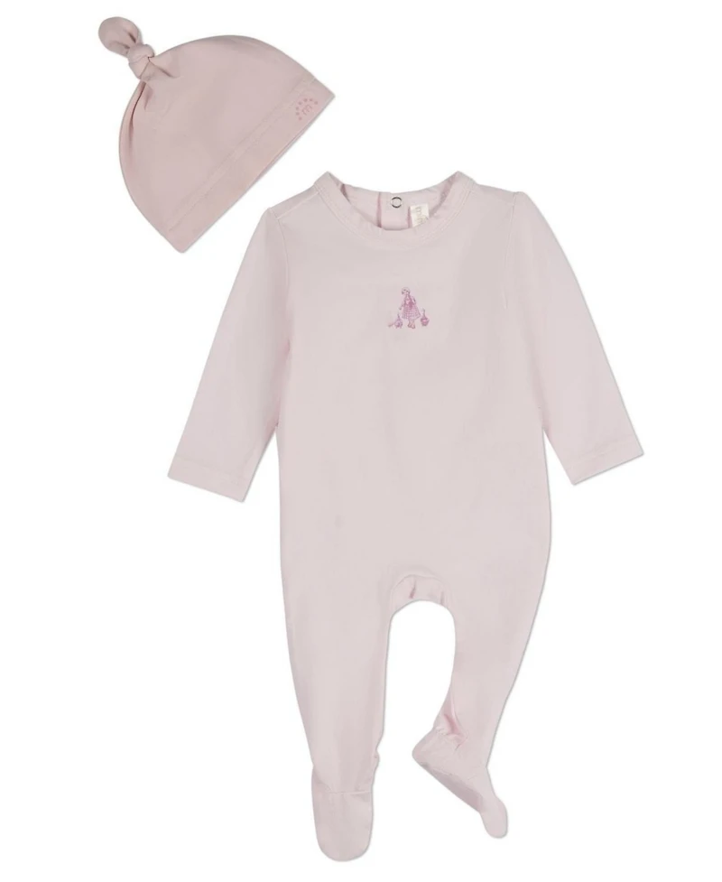 MeMoi Baby Girls 2 Piece "Girl And Her Waddling Ducks" Rich Footie Set