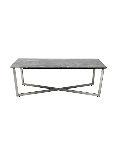 Faux Marble Rectangular Coffee Table for Modern Living Room Decor