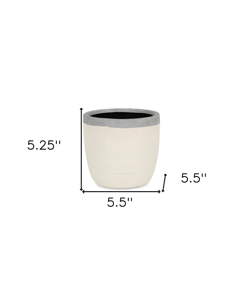 Ceramic Round Pot Planter with Crackle Glaze – Indoor/Outdoor Use