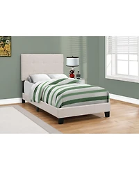Stylish Tufted Linen Bed Frame with Nailhead Trim for Bedroom Decor