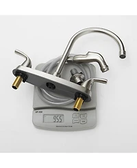Two-Handle 4 Holes Standard Kitchen Sink Faucet With Side Sprayer Brushed Nickel