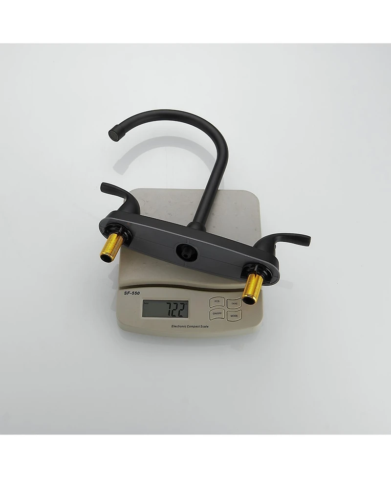 Two-Handle 4 Holes Standard Kitchen Sink Faucet With Side Sprayer In Brushed Nickel