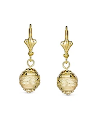 Bling Jewelry Elegant Stunning Spheres Light Weight Dangle Lever back Round 10MM Ball Drop Earrings Yellow 18K Gold Plated Brass
