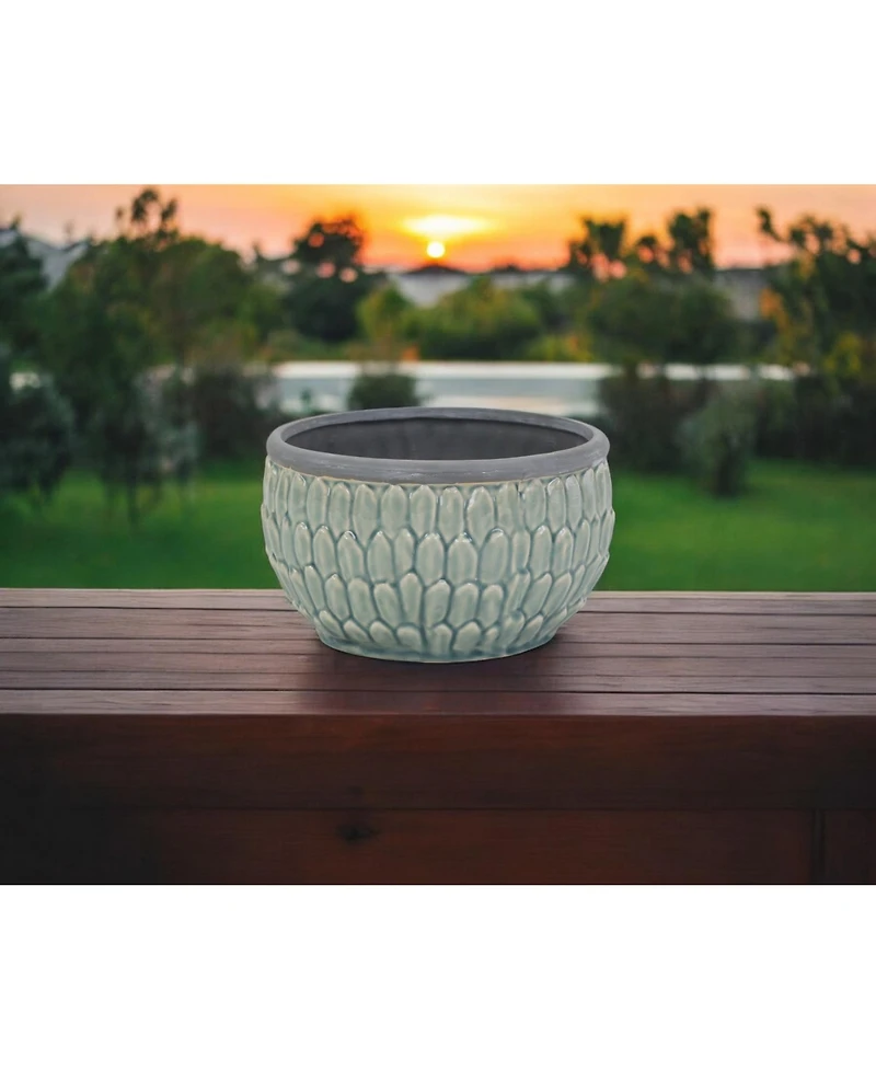 Tone-On-Tone Ceramic Round Planter – Stylish Pot for Indoor & Outdoor Plants