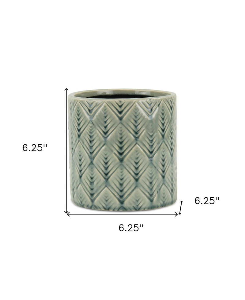 Ceramic Round Planter with Geometric Pattern – Versatile Pot for Garden & Home