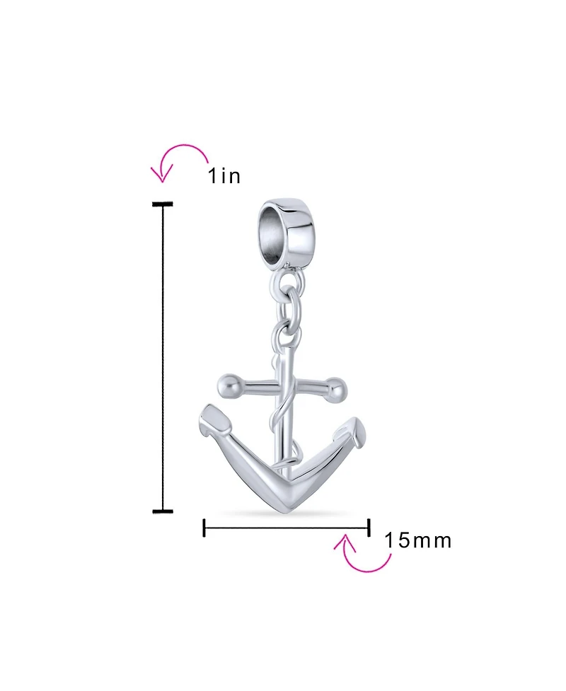 Bling Jewelry Nautical Boat Anchor Vacation Travel Dangle Charm Bead .925 Sterling Silver