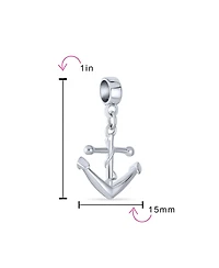 Bling Jewelry Nautical Boat Anchor Vacation Travel Dangle Charm Bead .925 Sterling Silver