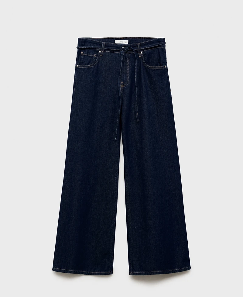 Mango Women's Low-Rise Wide Leg Jeans