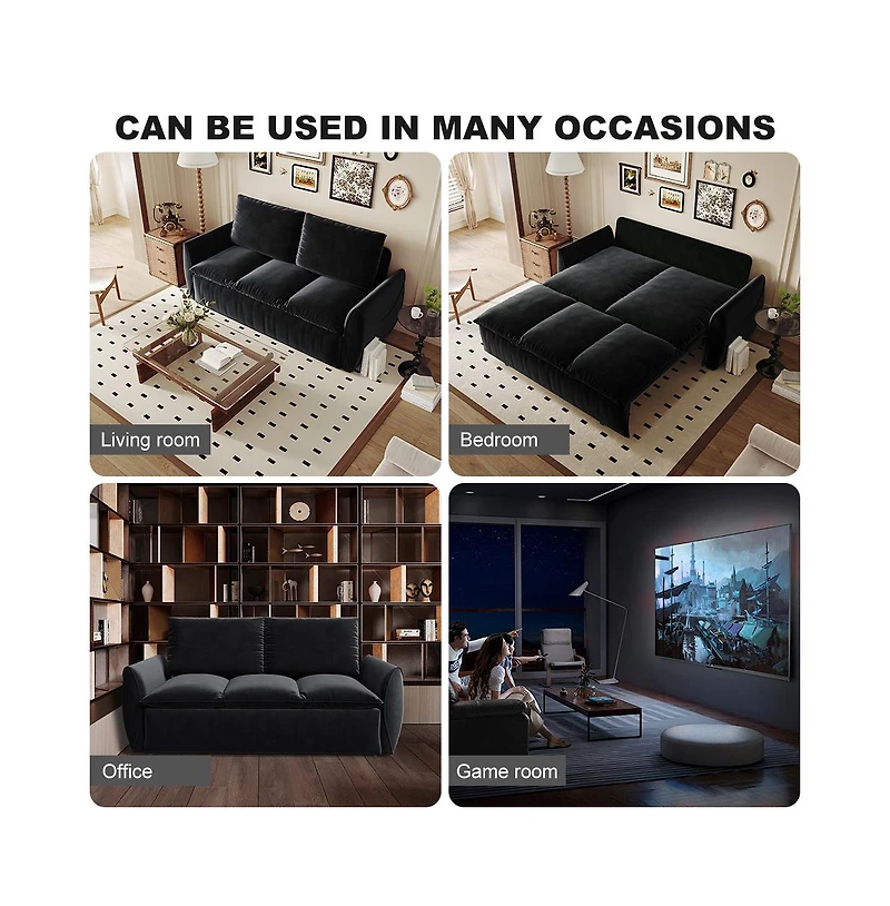 Streamdale 70.9" Convertible Sofa Bed with Blanket and Pillows