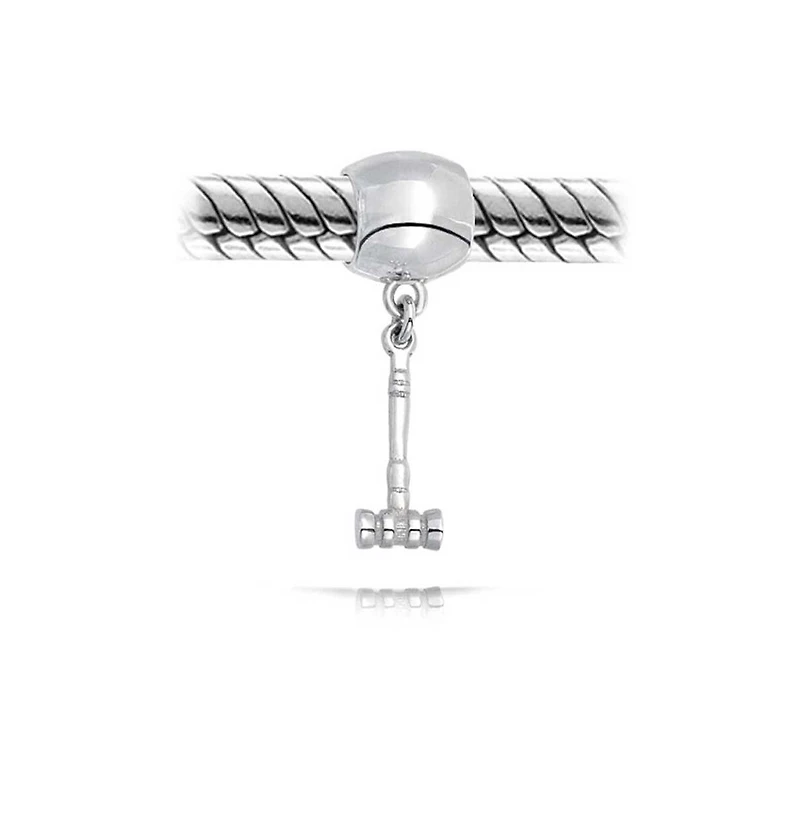 Bling Jewelry Croquet Lacrosse Polo Cricket Mallet Sports Gavel Dangle Charm Bead .925 Sterling Silver