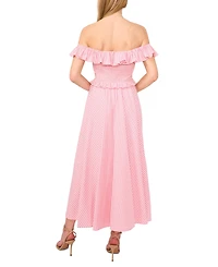 CeCe Women's Off-the-Shoulder Gingham Maxi Dress