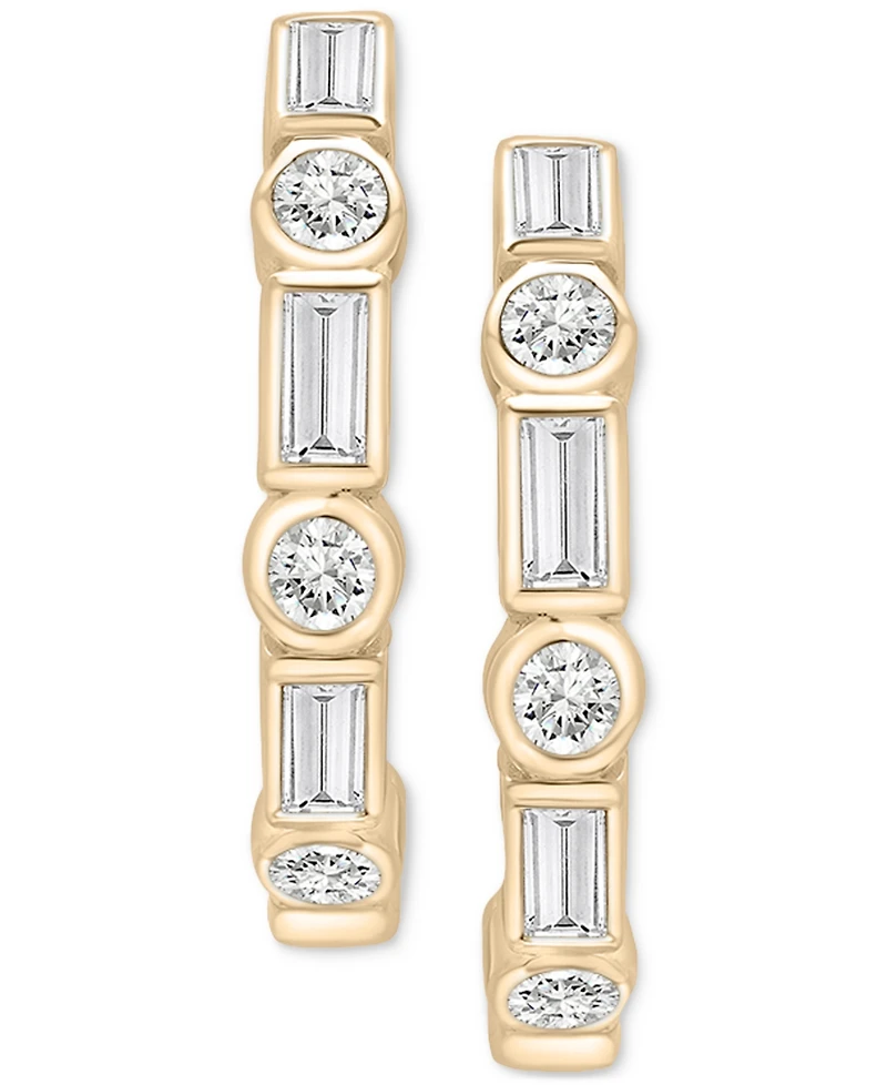 Lab Grown White Sapphire Small Hoop Earrings (5/8 ct. t.w.) in 14k Gold-Plated Sterling Silver, 0.62"