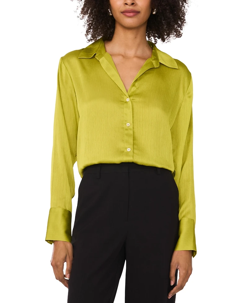 Vince Camuto Women's Split-Neck Button Long-Sleeve Blouse