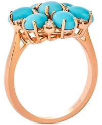 Le Vian Robins Egg Blue Turquoise & Nude Diamond (1/5 ct. t.w.) Flower Ring in 14k Rose Gold