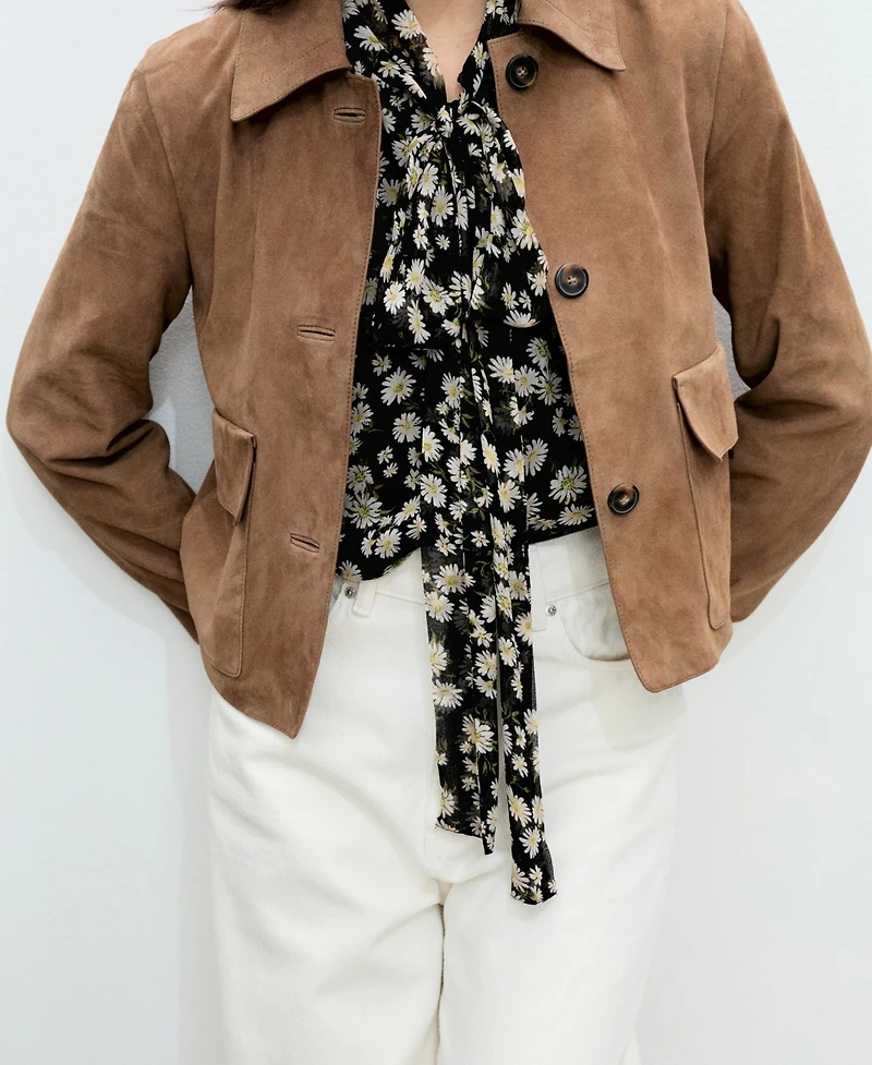 Mango Women's Floral Tie Blouse