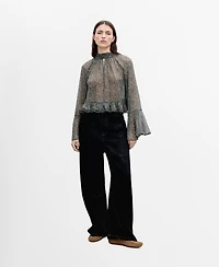 Mango Women's Ruffled Floral-Print Blouse