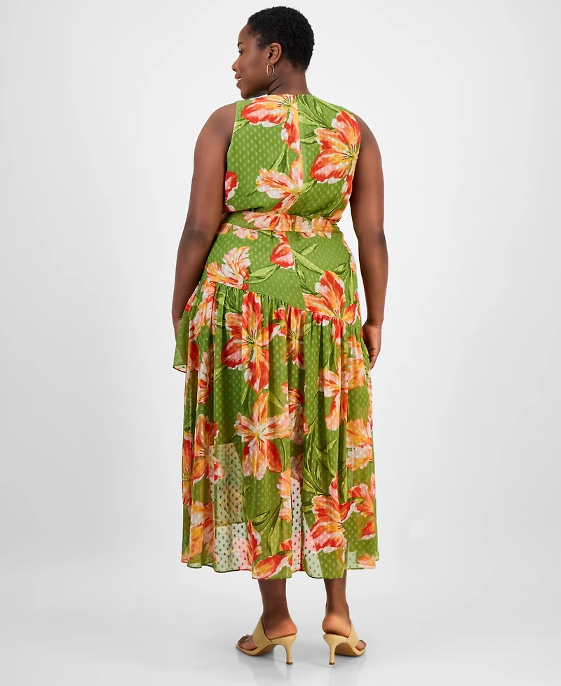 Anne Klein Plus Floral Chiffon High-Low Dress