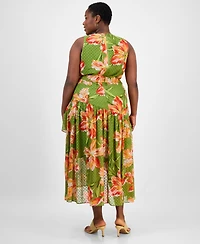 Anne Klein Plus Floral Chiffon High-Low Dress