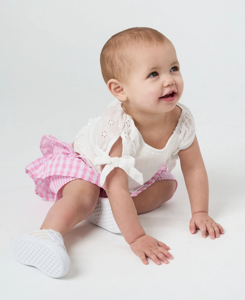 Rare Editions Baby Girls 2-Piece Puff Sleeves and Seersucker Short Set