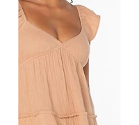 Roxy Juniors' Palmy Days Cotton Smocked-Back Tiered Midi Dress