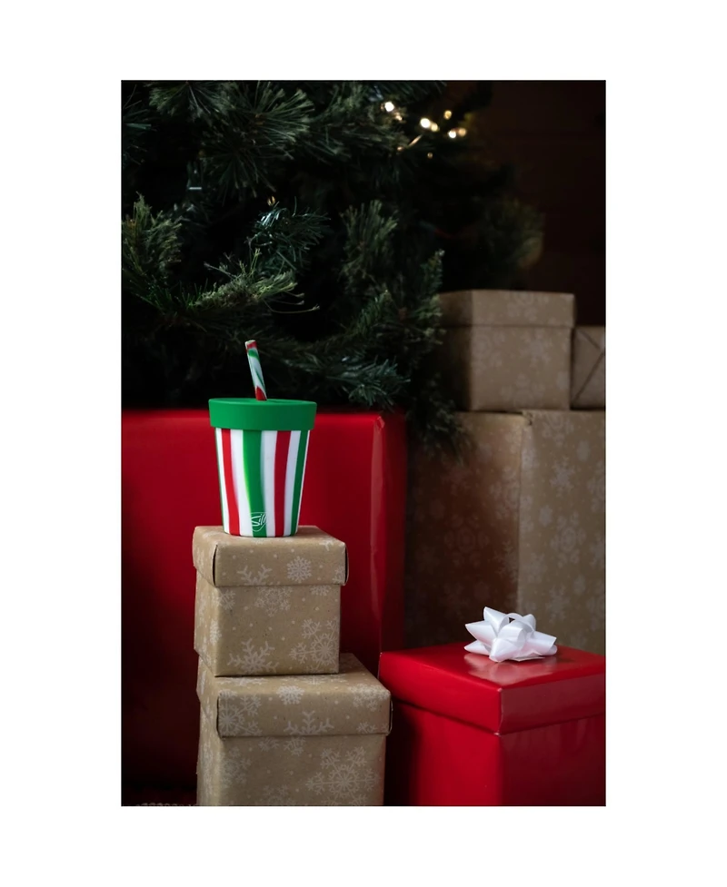 Kids Straw Tumblers 8oz: 4 pk - (2) Peppermint & (2) Poinsettia