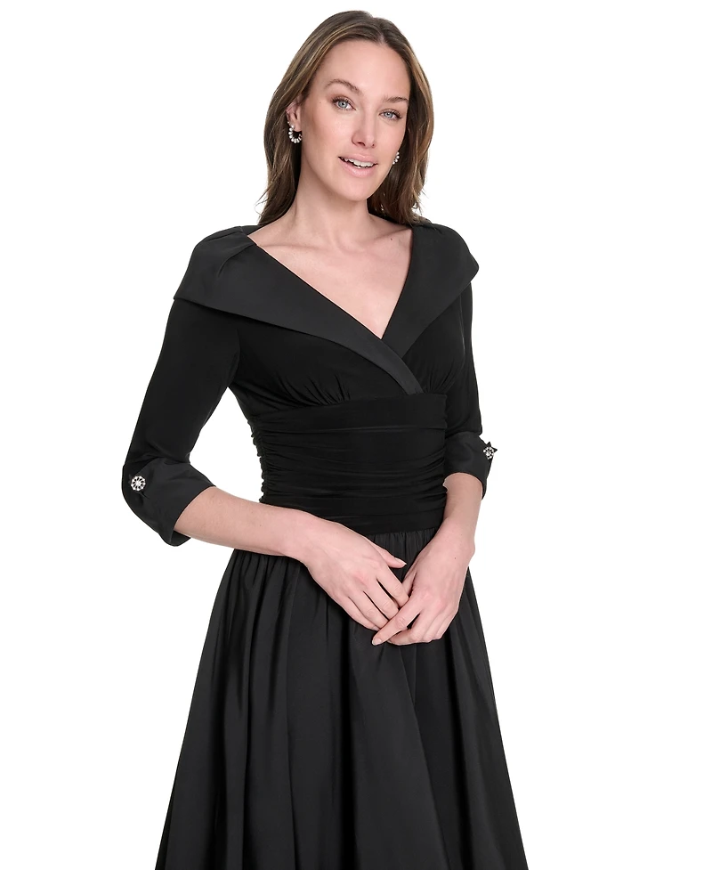 Jessica Howard Women's Mixed-Media Fit & Flare Midi Dress