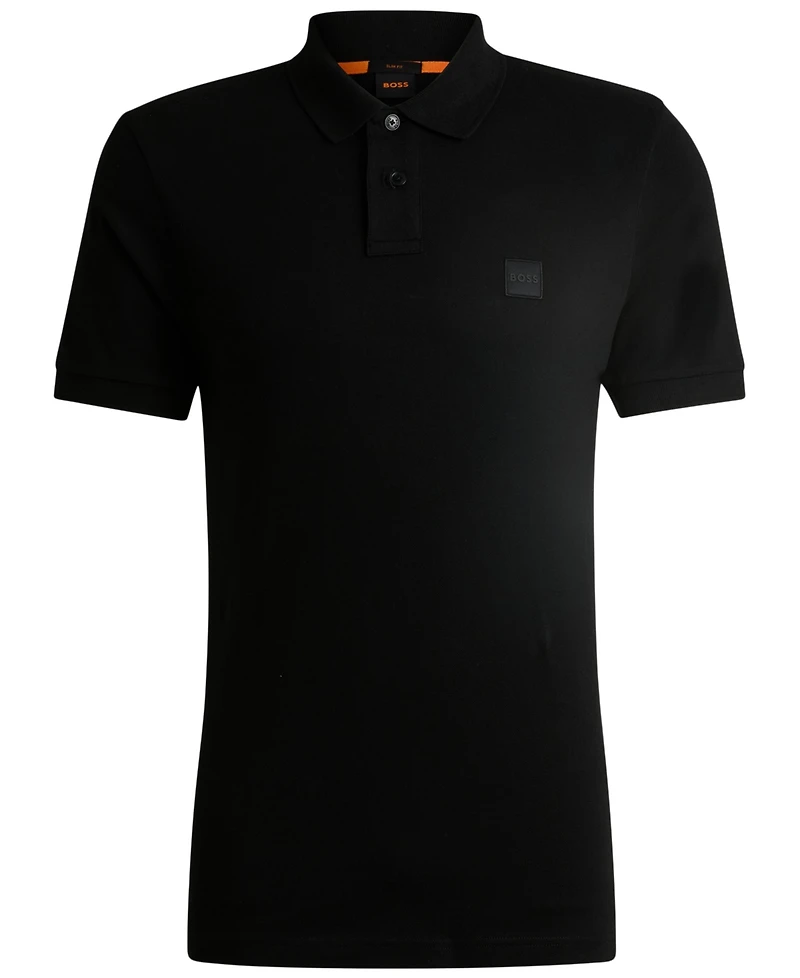 Boss by Hugo Men's Slim-Fit Stretch-Cotton Logo Patch Polo Shirt