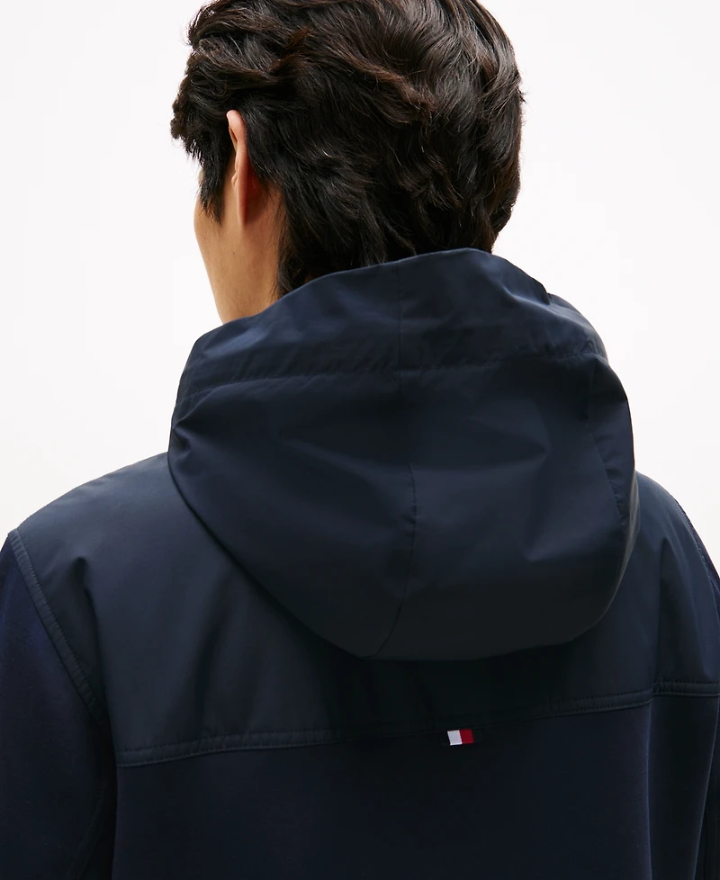 Tommy Hilfiger Men's Relaxed Fit Mixed Media Harrington Jacket
