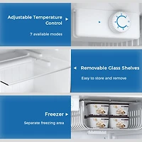 Cowsar Mini Compact Refrigerator with Freezer, 2.6 Cu.Ft. Single Door Adjustable Removable Shelves for Apartment/Dorm/Office