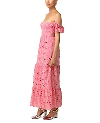 Line & Dot Women's Tasia Off-The-Shoulder Embroidered Cotton Dress