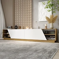 2-door Tv stand, white wood entertainment center, art design media console
