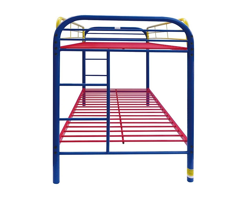 Sturdy Metal Bunk Bed with Guardrails and Built-In Ladder for Small Spaces