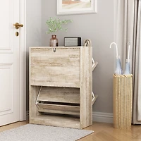 Shoe Cabinet with 2-Shutter Door, Rack