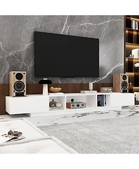 Tv stand with 2 drawers, white wood entertainment center, multi-purpose media console