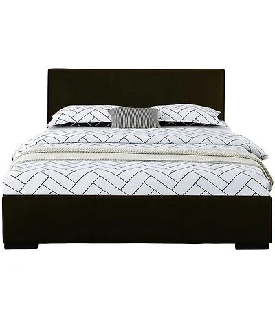 Sturdy Solid Wood Bed Frame with Faux Leather Upholstery
