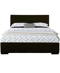 Sturdy Solid Wood Bed Frame with Faux Leather Upholstery