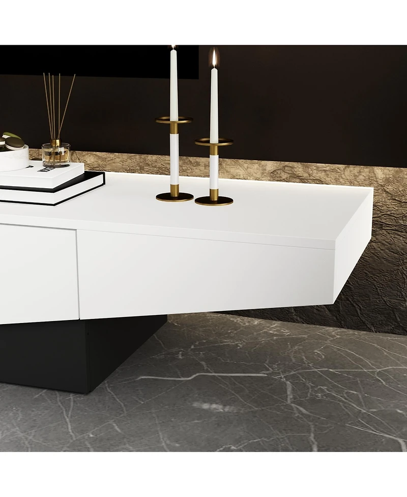 Uniquely designed Tv stand, media console with two drawers, wooden entertainment center