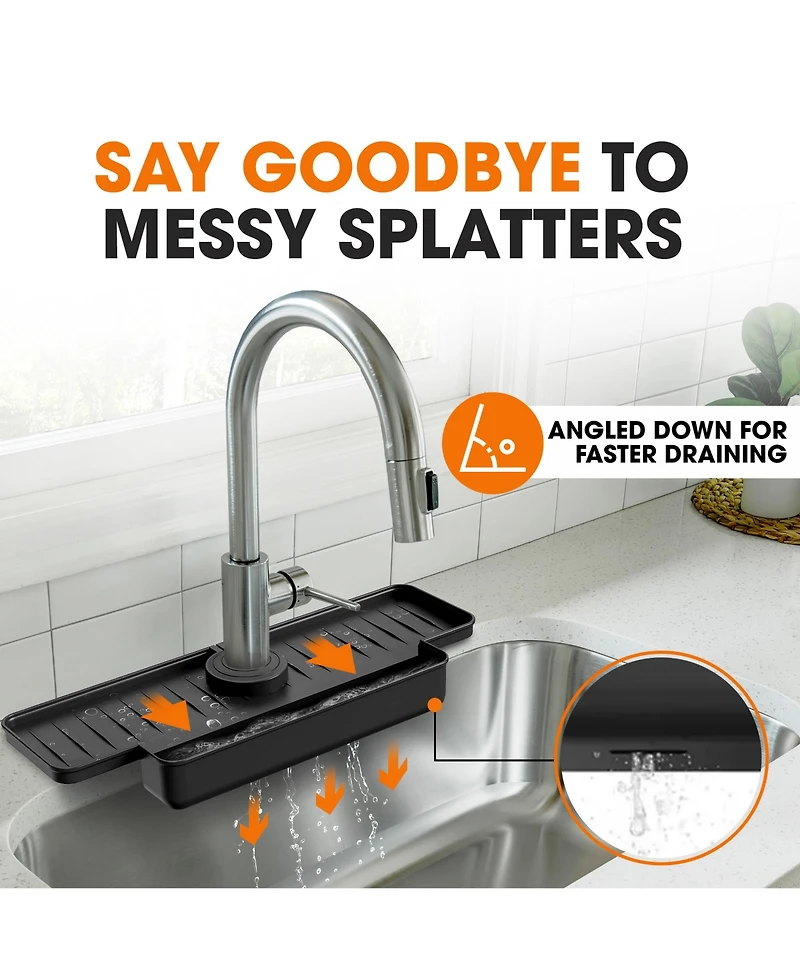 Cheer Collection Silicone Faucet Draining Mat with Soap Holder