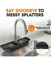Cheer Collection Silicone Faucet Draining Mat with Soap Holder
