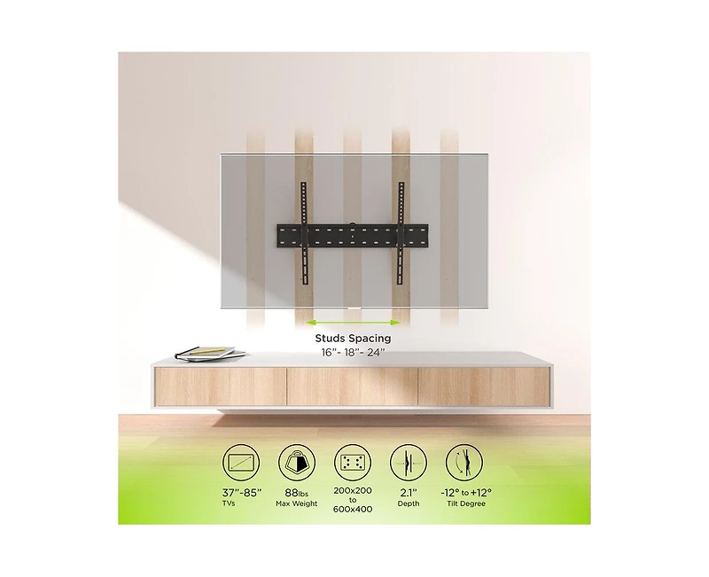 ProMounts Tilting Tv Wall Mount For 37" to 85" TVs Holds Up to 88lbs