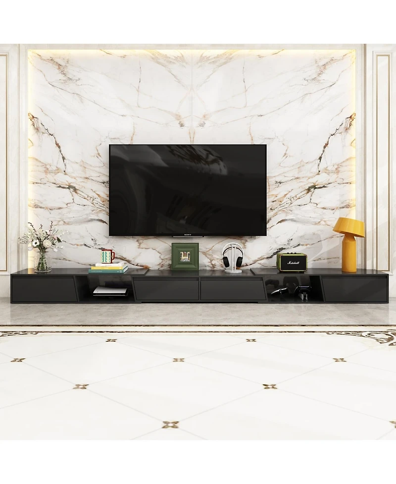 Retractable Tv Stand with 4 Drawers, Entertainment Center and Media Console