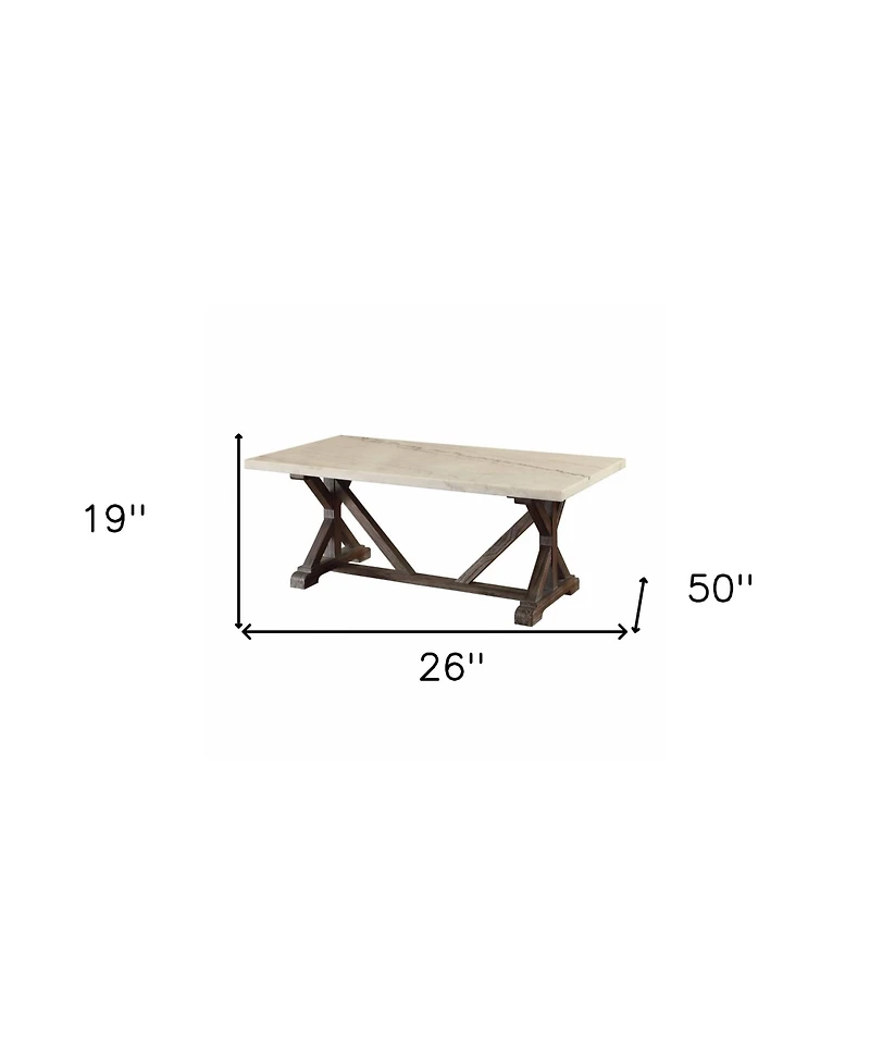Modern Faux Marble and Solid Wood Rectangular Coffee Table