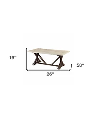 Modern Faux Marble and Solid Wood Rectangular Coffee Table