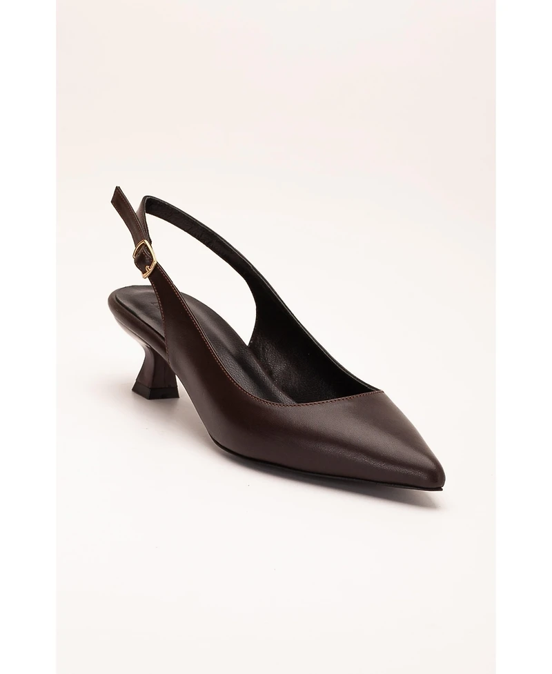 Lety Slingback Kitten Heel Leather Pumps
