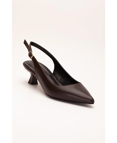 Lety Slingback Kitten Heel Leather Pumps