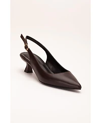 Lety Slingback Kitten Heel Leather Pumps