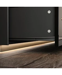 Tv stand with 4 drawers, media console with light strip