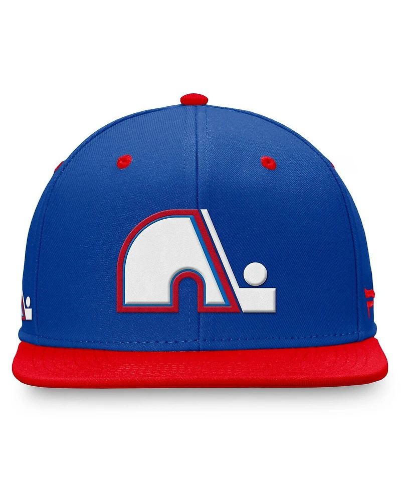 Fanatics Men's Blue/Red Quebec Nordiques Heritage Retro Fitted Hat
