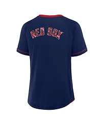 Fanatics Women's Navy Boston Red Sox League Diva Star Raglan V-Neck T-Shirt